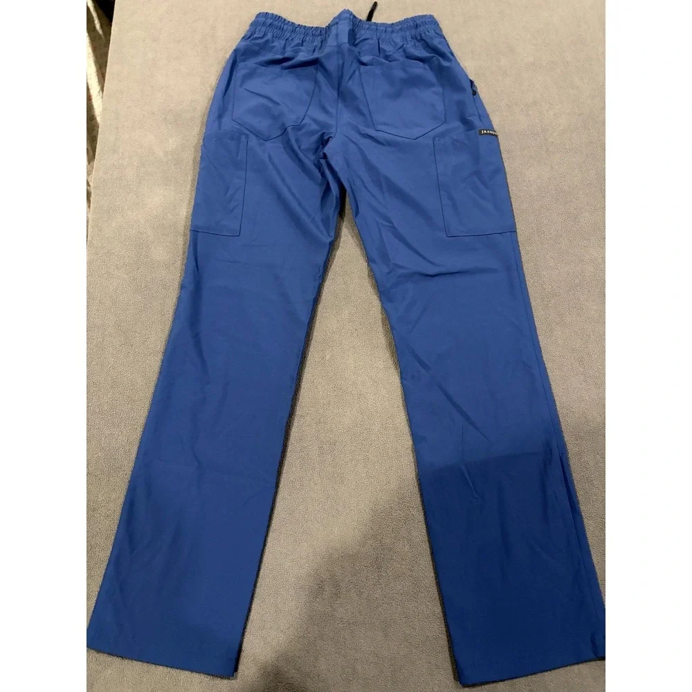 Jaanuu Cargo Scrub Pants Mens XS Blue Stretch Drawstring Waist Pockets Workwear